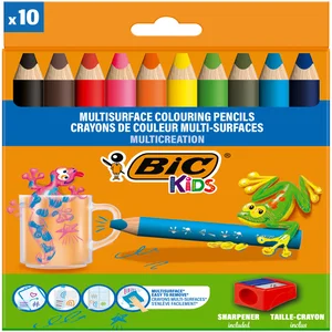 Kleurpotloden BicKids Multi Surface + puntenslijpe