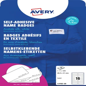 Naambadge etiket Avery L4783-20 88.9x31mm zelfklev