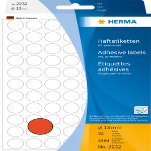Etiket HERMA 2232 rond 13mm rood 2464 stuks