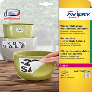 Etiket Avery L4778REV 45.7x21.2mm wit 960 stuks