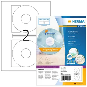Etiket HERMA 4471 CD 116mm wit opaqua 200 stuks