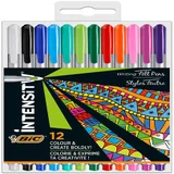 Fineliner Bic Intensity medium assorti pak à 12 stuks