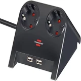 Stekkerdoos Brennenstuhl bureau 2vdig incl 2 USB 1.8m zwart