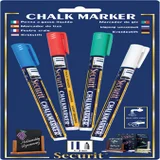 Krijtstift Securit SMA-100 rond 1-2mm wit/blauw/groen/rood blister à 4 stuks
