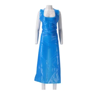 Schort CMT 125x80cm 25mu geruwd op rol PE blauw 10