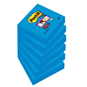 Memoblok Post-it 654 Super Sticky 76x76mm blauw 90