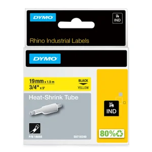 Labeltape Dymo Rhino industrieel krimpkous 19mm zw