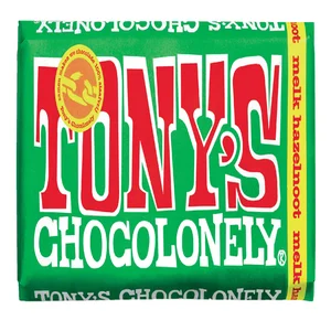 Chocolade Tony's Chocolonely melk hazelnoot reep 1