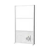 Scheidingswand MAUL akoestiek 100x180 2x whiteb. 1x lichtgrijs alum.frame op voet