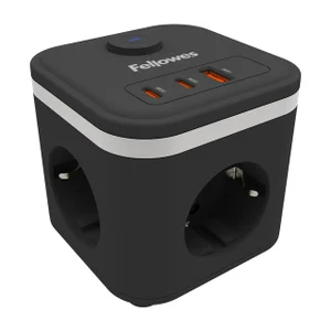 Stekkerblok Fellowes Power Cube F 3vdg 1xUSB A 2xU