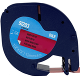 DULA - Dymo 91203 / S0721630 Zwart op rood 12mmx4m