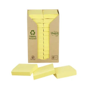 Memoblok Post-it 653 38x51mm recycled geel 24 stuk