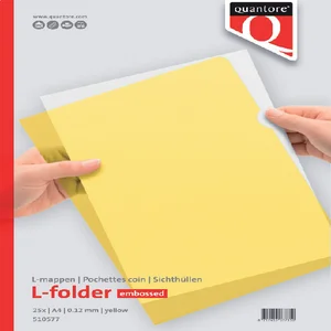 Insteekmap L-model Quantore A4 PP 0.12mm geel 25 s