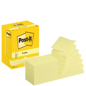 Memoblok Post-it Z-Note R350 76x127mm geel 12 stuk