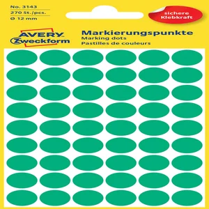 Etiket Avery 3143 rond 12mm groen 270 stuks