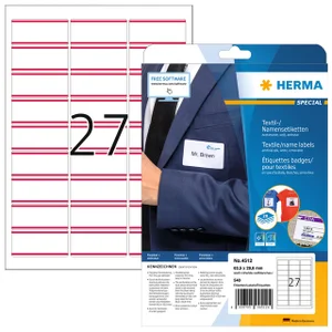 Naambadge etiket HERMA 4512 63.5x29.6mm wit/rood 5