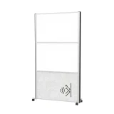 Scheidingswand MAUL akoestiek 100x180 2x whiteb. 1x lichtgrijs alum.frame mobiel