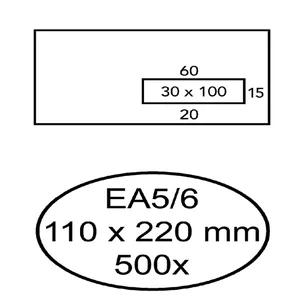 Envelop Hermes EA5/6 110x220mm venster 3x10rechts