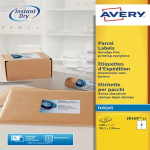 Etiket Avery J8169-25 99.1x139mm wit 100 stuks