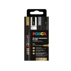 Paintmarker Uni POSCA PC3M fijn assorti set à 4 st