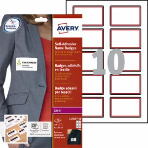 Naambadge etiket Avery L4786-20 80x50mm rood kader