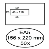 Envelop Hermes EA5 156x220mm venster 4x11links zelfklevend 50 stuks