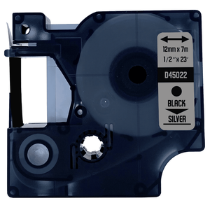 DULA - Dymo D1 45022 Zwart op zilver 12mm x 7m