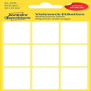 Etiket Avery 3045 38x24mm wit 63 stuks