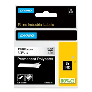 Labeltape Dymo Rhino industrieel polyester 19mm zw