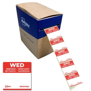 Etiket Avery HACCP woensdag-rood 25x25mm 1000 stuk