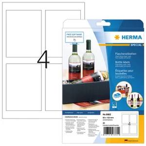 Etiket HERMA flessen 8882 90x120mm A4 glossy wit 4