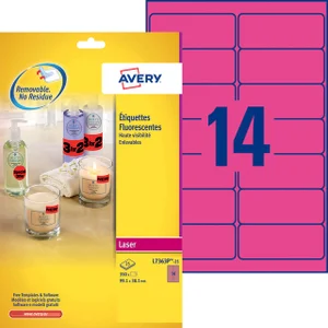 Etiket Avery L7363P-25 99.1x38.1mm neon roze 340 s