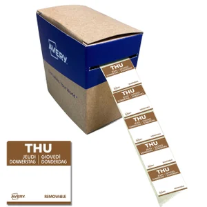 Etiket Avery HACCP donderdag-bruin 25x25mm 1000 st