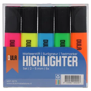 DULA Markeerstift set 5 kleuren - 2-5 mm - Set van 5 stiften