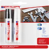 Paintmarker edding 750 op oliebasis 2-4mm wit en zwart blister à 2st