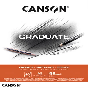Schetspapier Canson Graduate Sketch 40vel 96gr A5