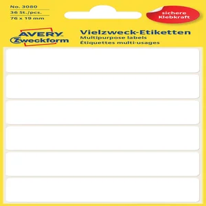 Etiket Avery 3080 76x19mm wit 36 stuks