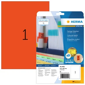 Etiket HERMA 4422 210x297mm A4 verwijderbaar rood