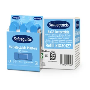 Pleisters Salvequick blauw detectable refill 6x 35