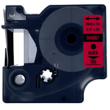DULA - Dymo D1 45807 / S0720870 Zwart op rood 19mm x 7m