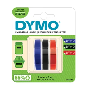Reliëftape Dymo embossing vinyl 9mm assorti 3 stuk