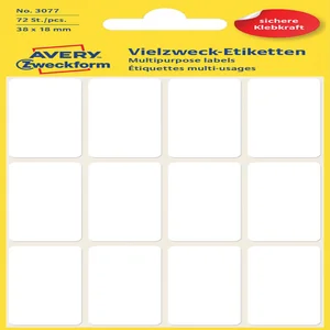 Etiket Avery 3077 38x18mm wit 72 stuks