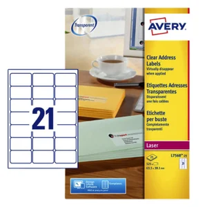 Etiket Avery L7560-25 63.5x38.1mm transparant 525