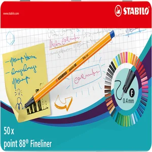 Fineliner STABILO point 88/50 fijn assorti blik à