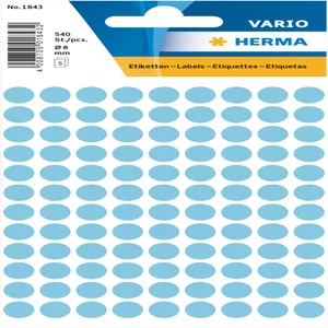 Etiket HERMA 1843 rond 8mm blauw 540 stuks