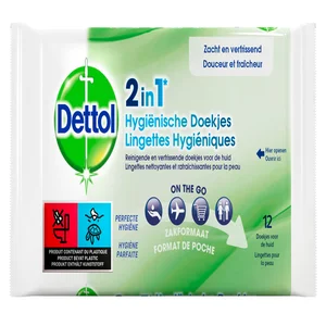 Hygiënische verfrissingsdoekjes Dettol Wipes 2-in-
