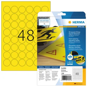 Etiket HERMA 8034 30mm rond weerbestendig geel 120