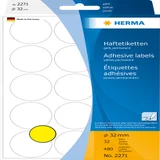Etiket HERMA 2271 rond 32mm geel 480 stuks