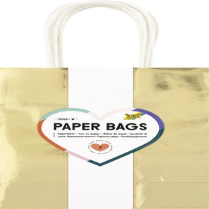 Cadeautas Folia goud kraft 18x21x8cm 7 stuks