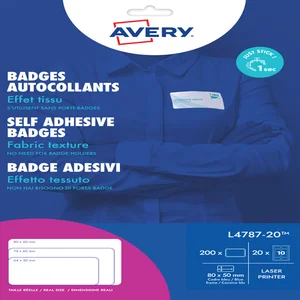 Naambadge etiket Avery L4787-20 80x50mm blauw kade